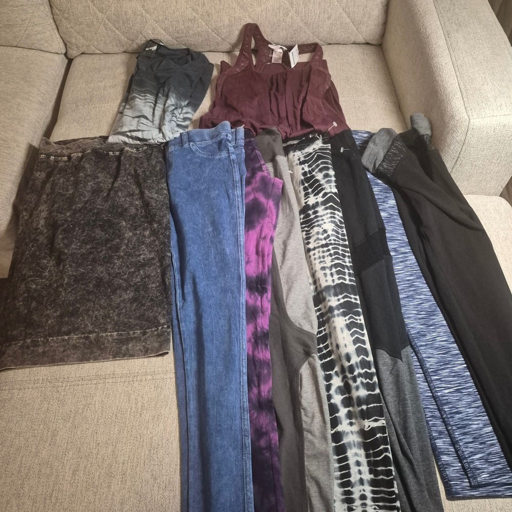 Hard Trail Forever  Lot 10pc Leggings Joggers Tie Dye Acid Wash Tunic Skirt Tank